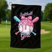 Softball Girl Player Vibes Coquette Bow Softball Mama Golf Towel thumb 1