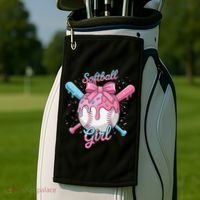Softball Girl Player Vibes Coquette Bow Softball Mama Golf Towel thumb 2