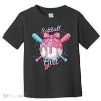 Softball Girl Player Vibes Coquette Bow Softball Mama Toddler T-Shirt thumb 0