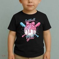 Softball Girl Player Vibes Coquette Bow Softball Mama Toddler T-Shirt thumb 2