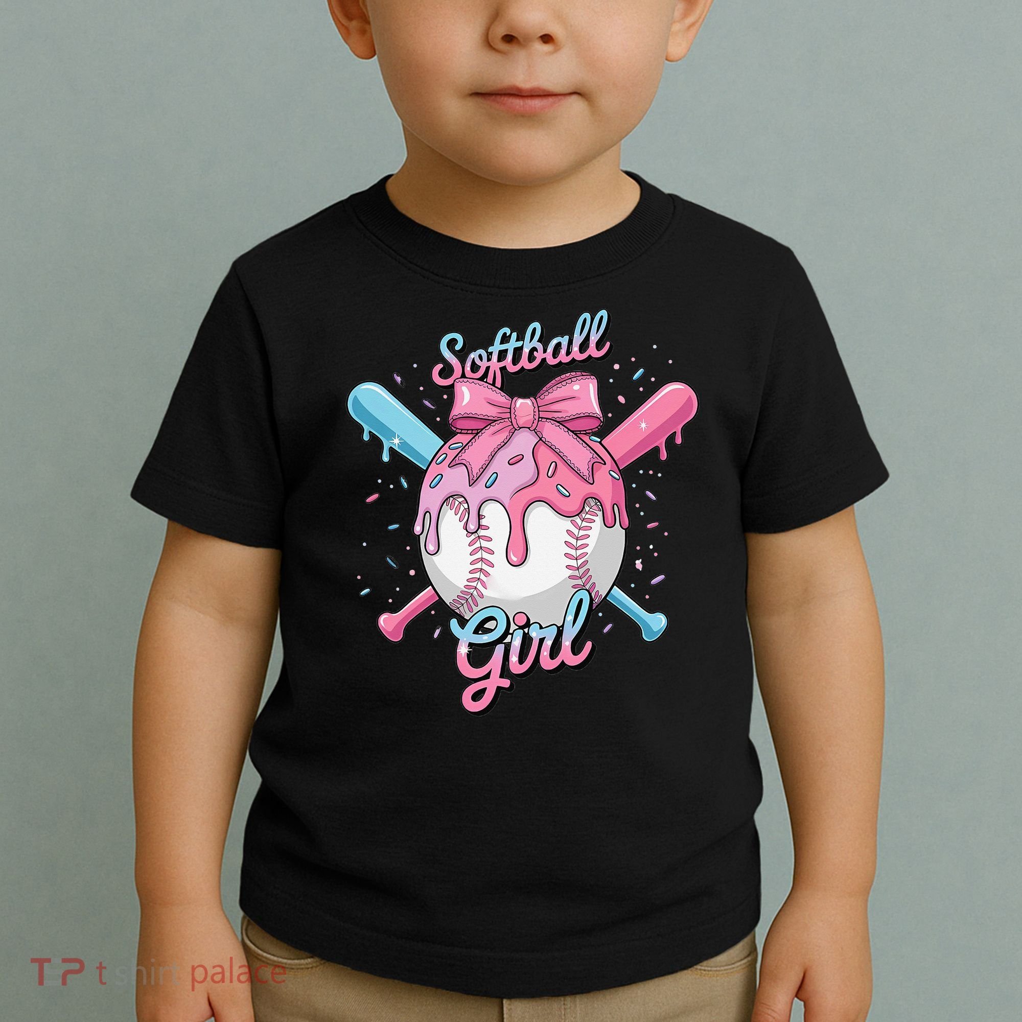 Softball Girl Player Vibes Coquette Bow Softball Mama Toddler T-Shirt