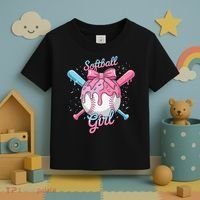 Softball Girl Player Vibes Coquette Bow Softball Mama Toddler T-Shirt thumb 3