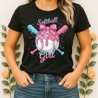 Softball Girl Player Vibes Coquette Bow Softball Mama Women's T-Shirt thumb 2