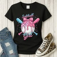 Softball Girl Player Vibes Coquette Bow Softball Mama Women's T-Shirt thumb 3