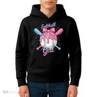 Softball Girl Player Vibes Coquette Bow Softball Mama Kids Hoodie thumb 4