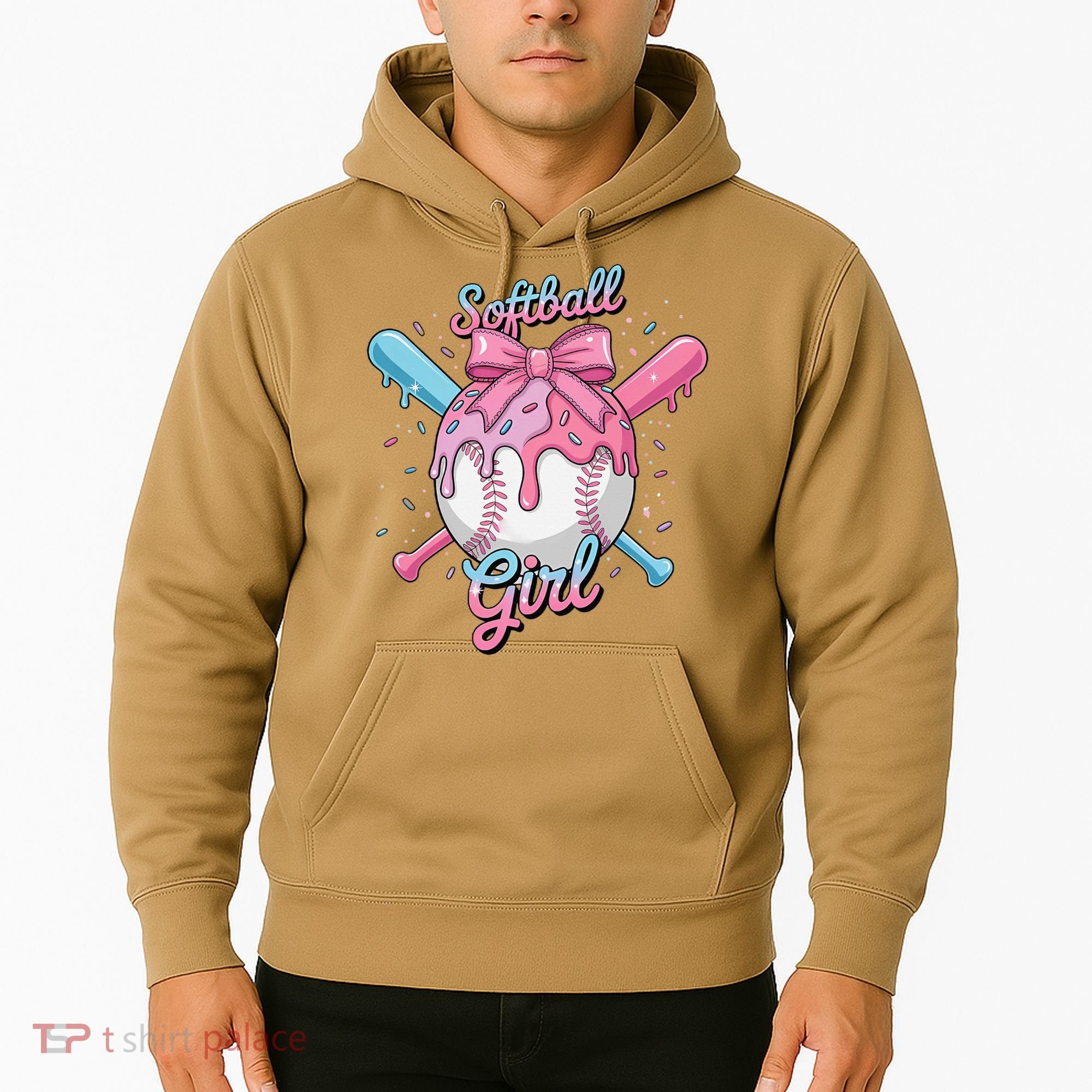Softball Girl Player Vibes Coquette Bow Softball Mama Hoodie