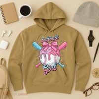 Softball Girl Player Vibes Coquette Bow Softball Mama Hoodie thumb 3