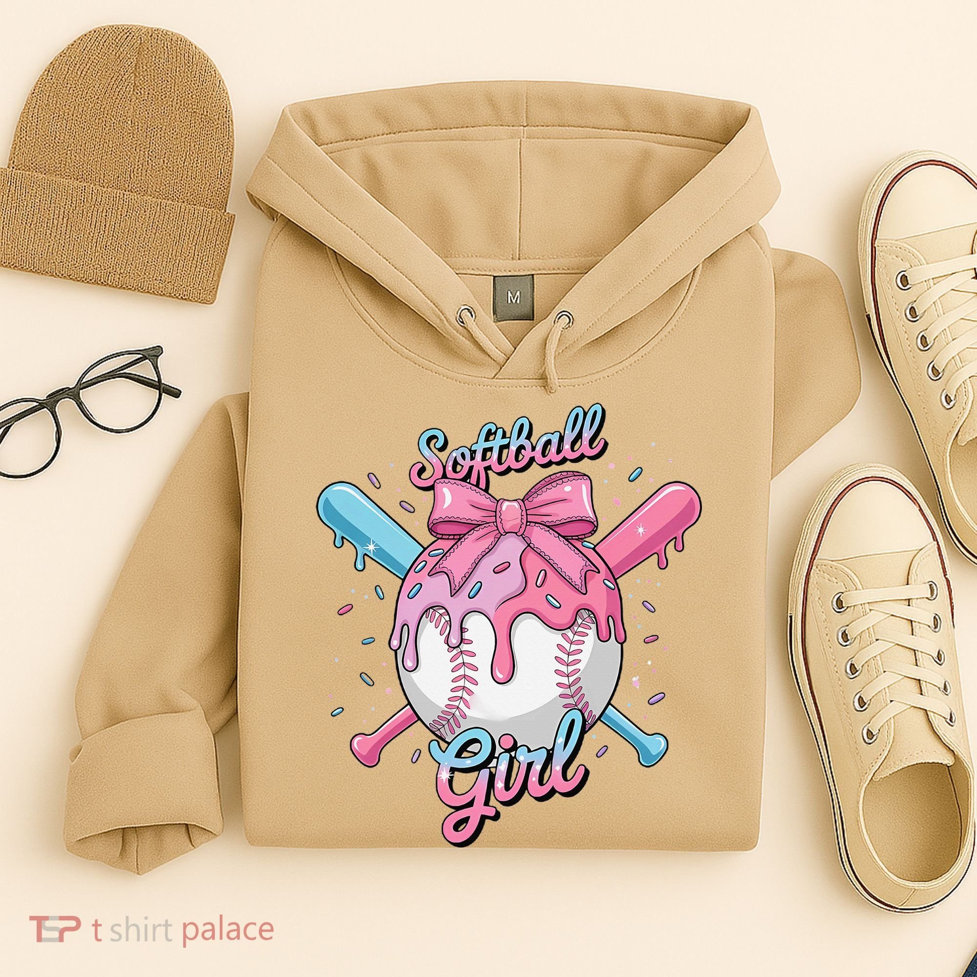 Softball Girl Player Vibes Coquette Bow Softball Mama Hoodie