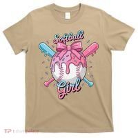Softball Girl Player Vibes Coquette Bow Softball Mama T-Shirt thumb 0