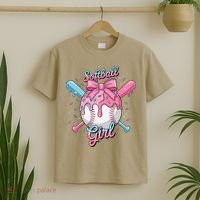 Softball Girl Player Vibes Coquette Bow Softball Mama T-Shirt thumb 2