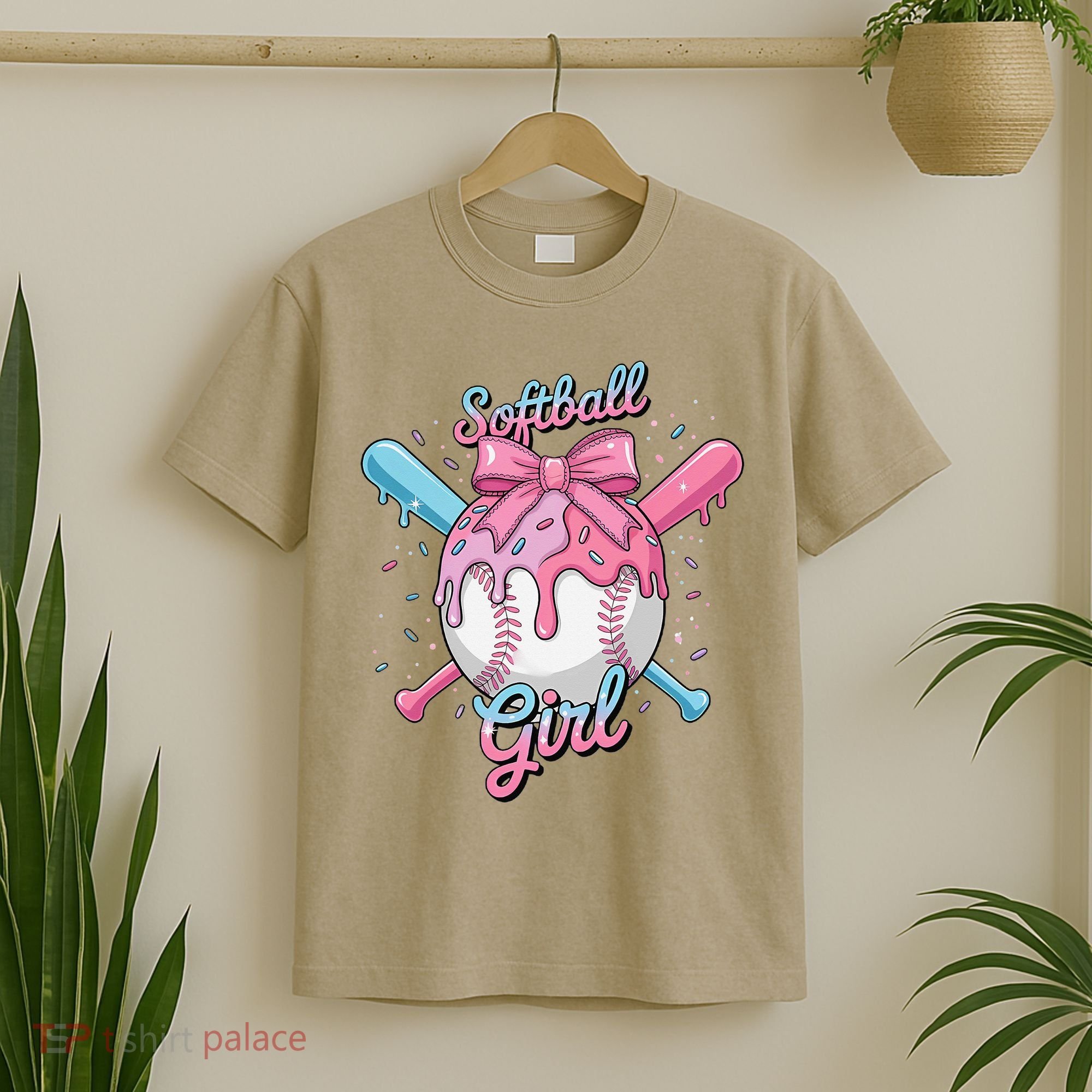 Softball Girl Player Vibes Coquette Bow Softball Mama T-Shirt