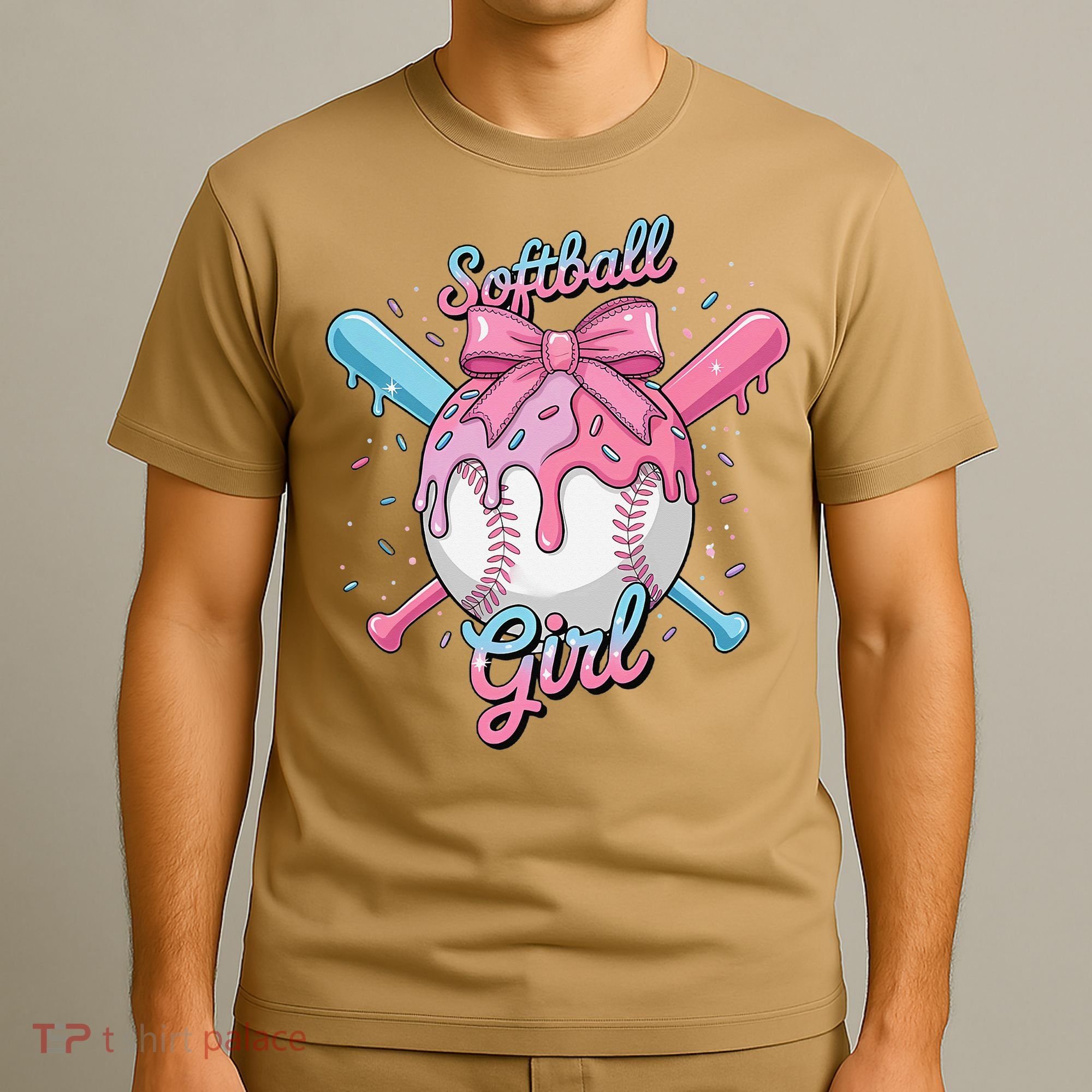 Softball Girl Player Vibes Coquette Bow Softball Mama T-Shirt