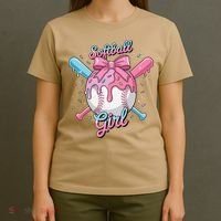 Softball Girl Player Vibes Coquette Bow Softball Mama T-Shirt thumb 4