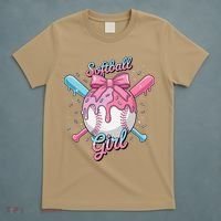 Softball Girl Player Vibes Coquette Bow Softball Mama T-Shirt thumb 5