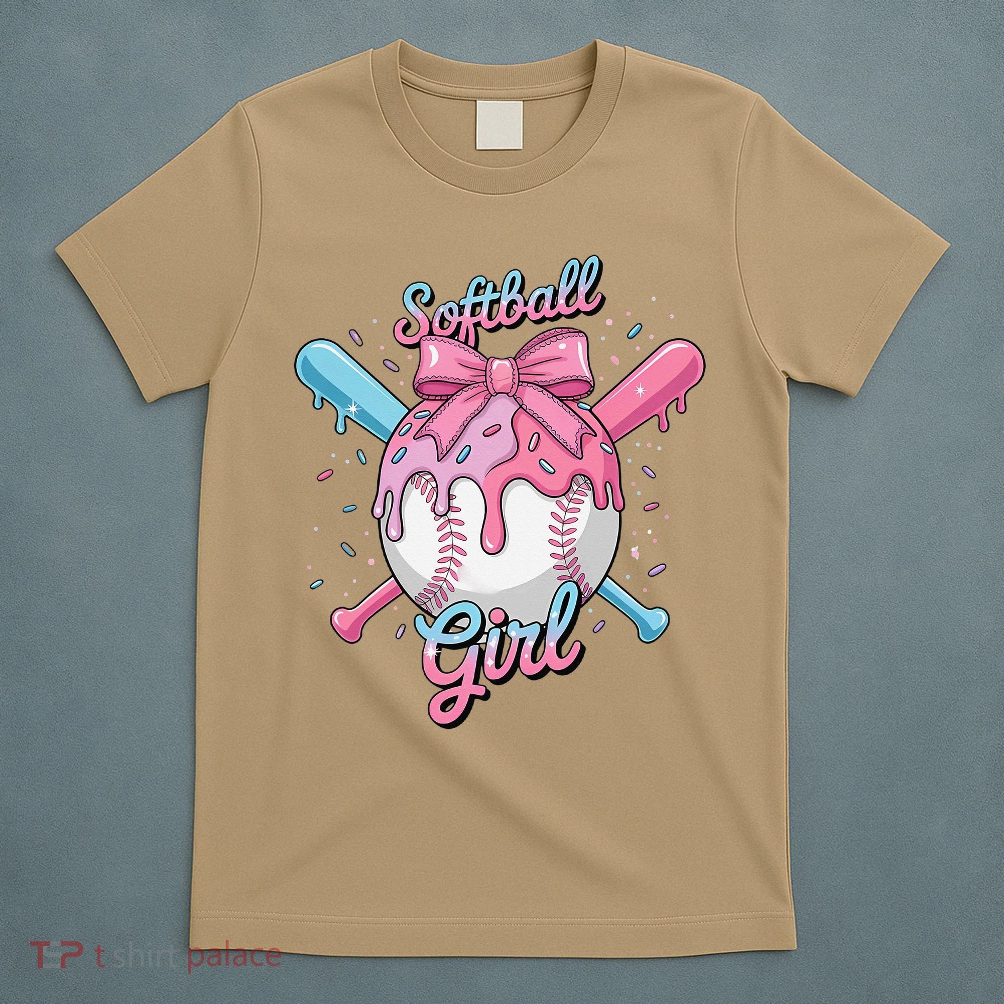 Softball Girl Player Vibes Coquette Bow Softball Mama T-Shirt