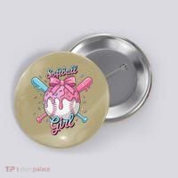 Softball Girl Player Vibes Coquette Bow Softball Mama Button thumb 0