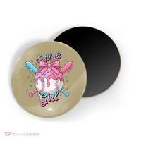 Softball Girl Player Vibes Coquette Bow Softball Mama Magnet thumb 0