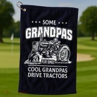 Some Grandpas Play Bingo Cool Grandpas Drive Tractors Farmer Golf Towel thumb 1