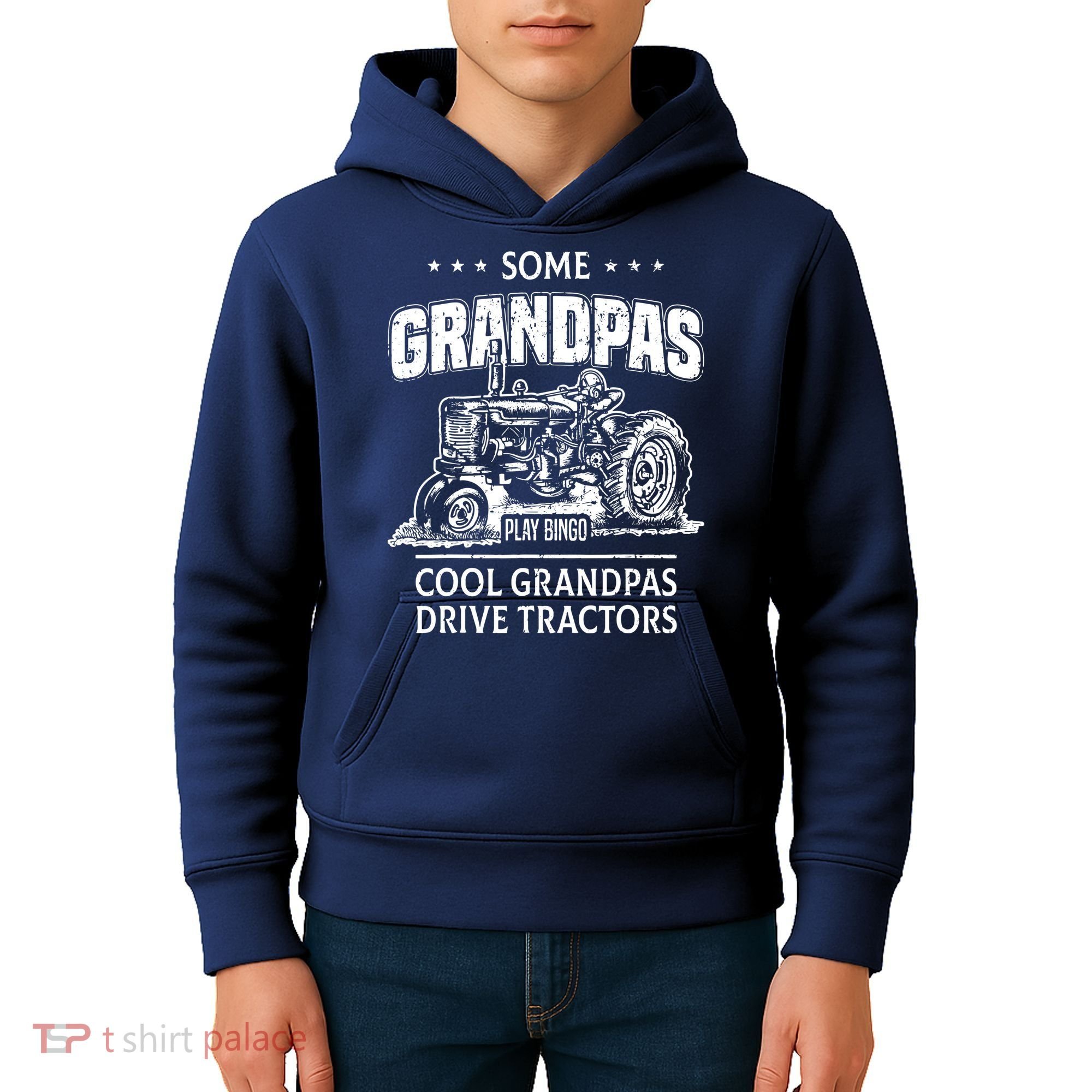Some Grandpas Play Bingo Cool Grandpas Drive Tractors Farmer Kids Hoodie