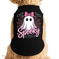 Spooky Ghost Pink Coquette Halloween Cute Doggie Tank thumb 0