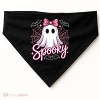 Spooky Ghost Pink Coquette Halloween Cute USA-Made Doggie Bandana thumb 0