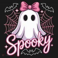 Spooky Ghost Pink Coquette Halloween Cute USA-Made Doggie Bandana thumb 2