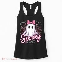 Spooky Ghost Pink Coquette Halloween Cute Women's Tank Top thumb 0