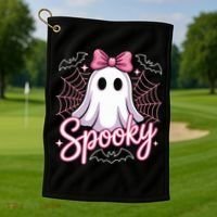 Spooky Ghost Pink Coquette Halloween Cute Golf Towel thumb 1
