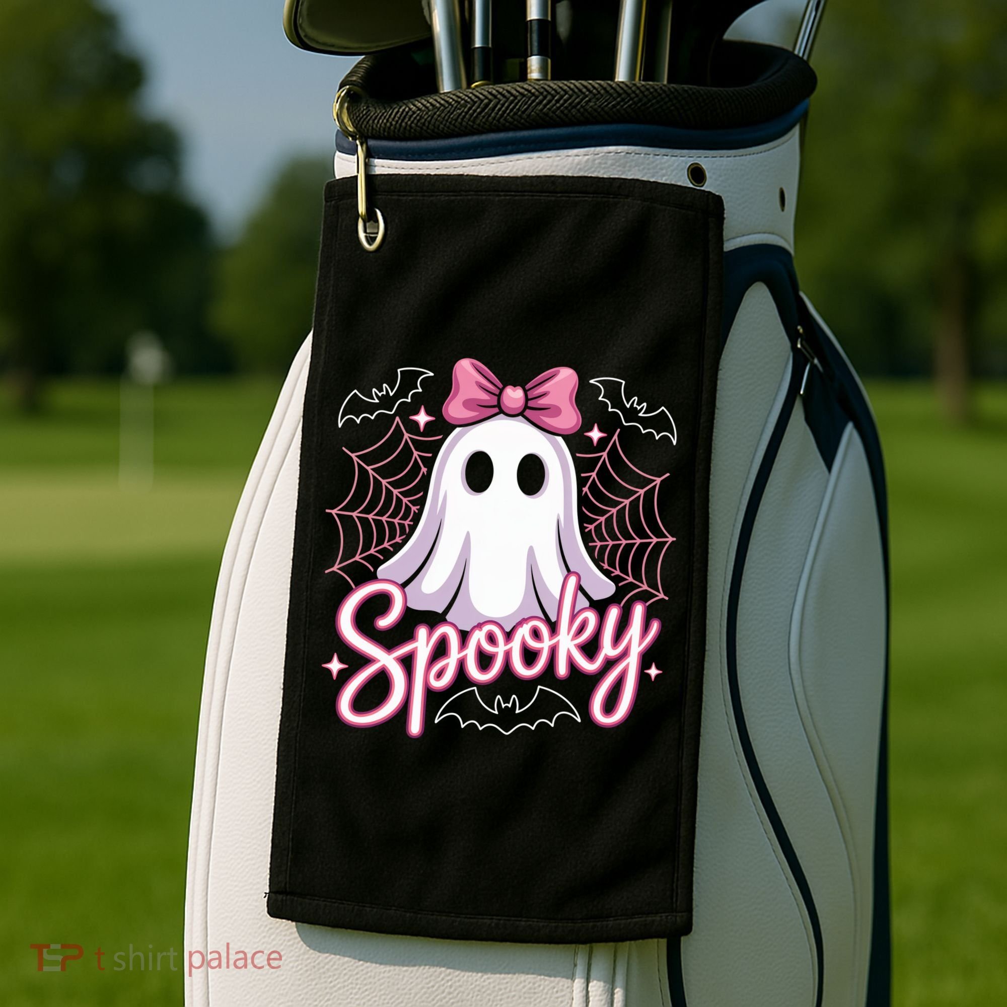 Spooky Ghost Pink Coquette Halloween Cute Golf Towel