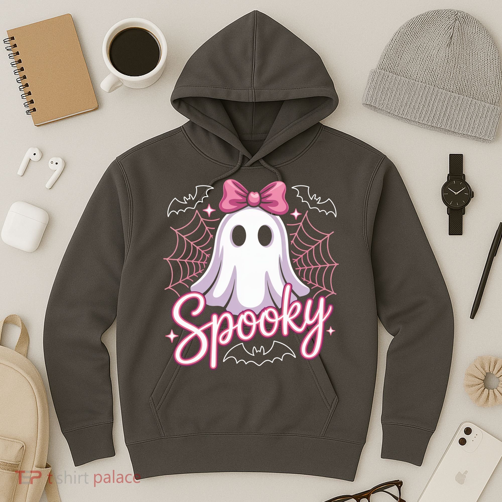 Spooky Ghost Pink Coquette Halloween Cute Hoodie