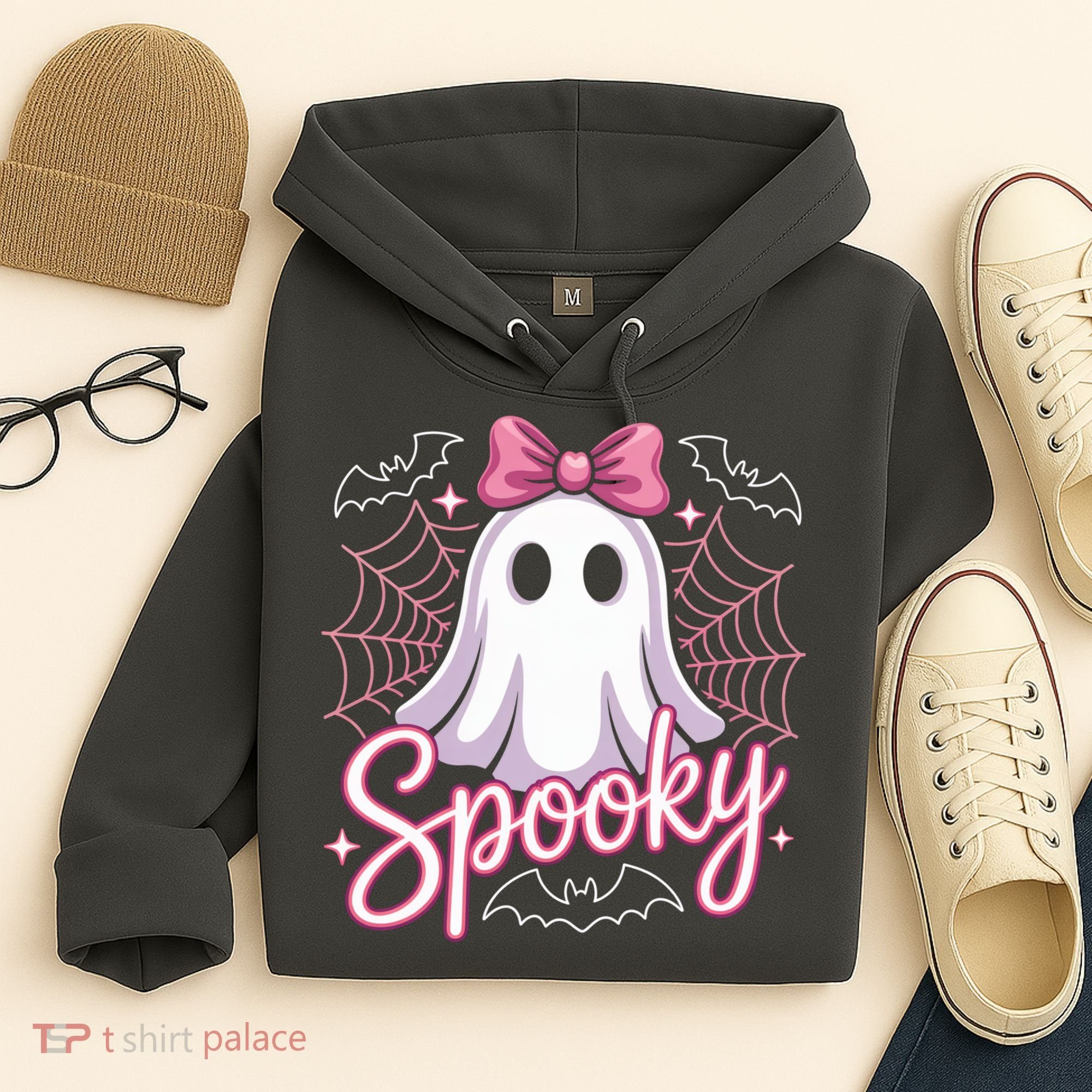 Spooky Ghost Pink Coquette Halloween Cute Hoodie