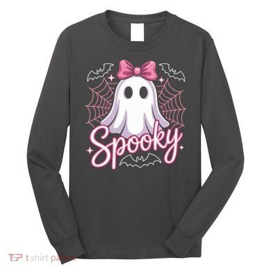Spooky Ghost Pink Coquette Halloween Cute Long Sleeve Shirt