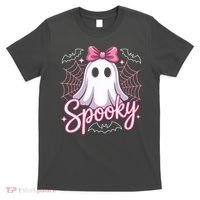 Spooky Ghost Pink Coquette Halloween Cute T-Shirt thumb 0