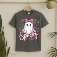 Spooky Ghost Pink Coquette Halloween Cute T-Shirt thumb 2