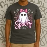Spooky Ghost Pink Coquette Halloween Cute T-Shirt thumb 3