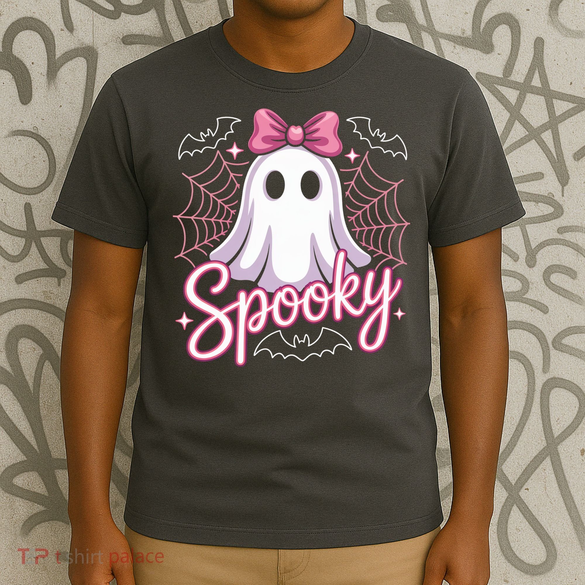 Spooky Ghost Pink Coquette Halloween Cute T-Shirt