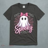 Spooky Ghost Pink Coquette Halloween Cute T-Shirt thumb 5