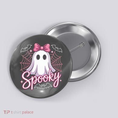 Spooky Ghost Pink Coquette Halloween Cute Button