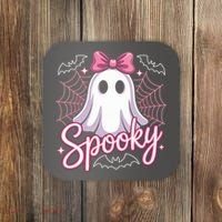 Spooky Ghost Pink Coquette Halloween Cute Coaster thumb 0