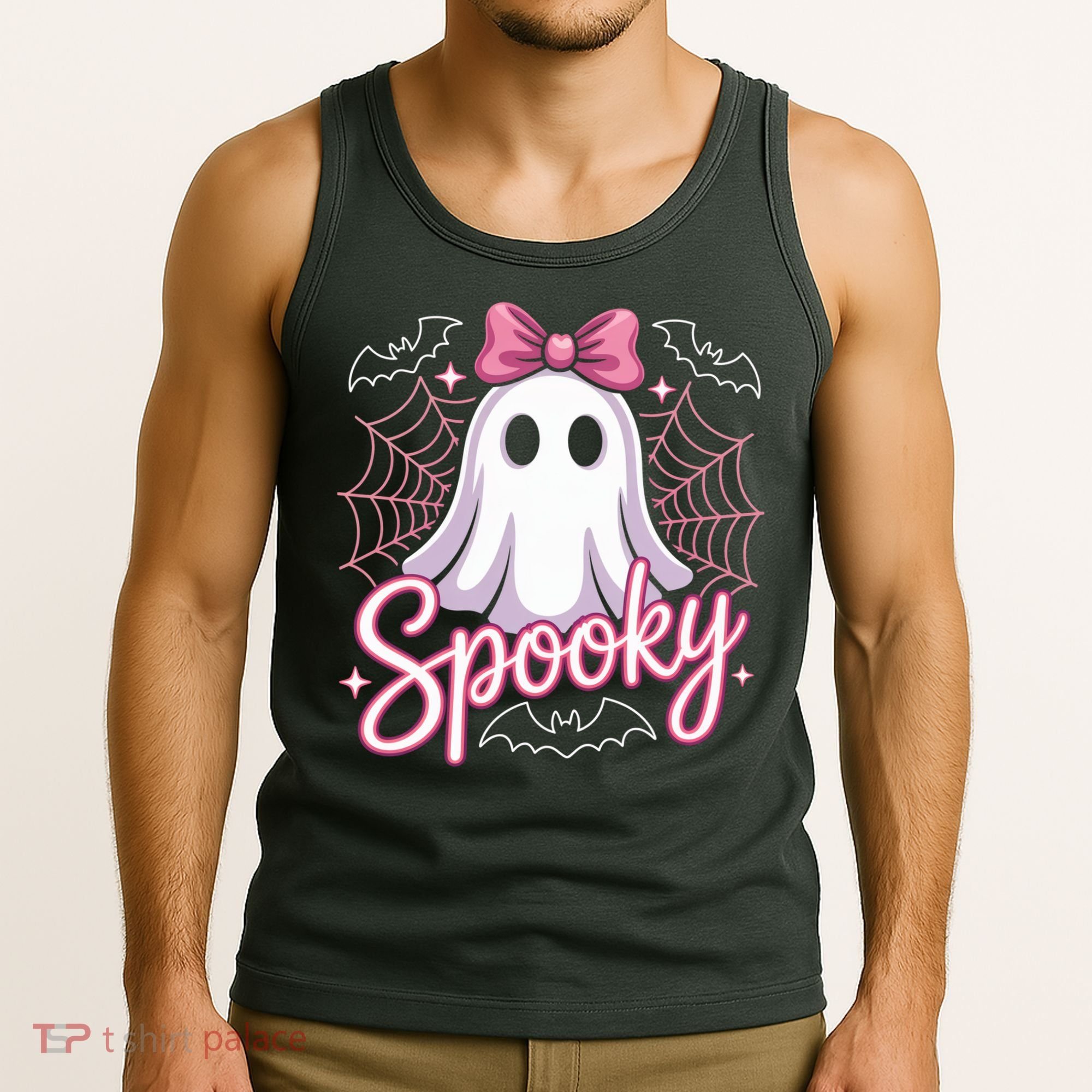 Spooky Ghost Pink Coquette Halloween Cute Tank Top