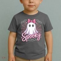 Spooky Ghost Pink Coquette Halloween Cute Toddler T-Shirt thumb 2