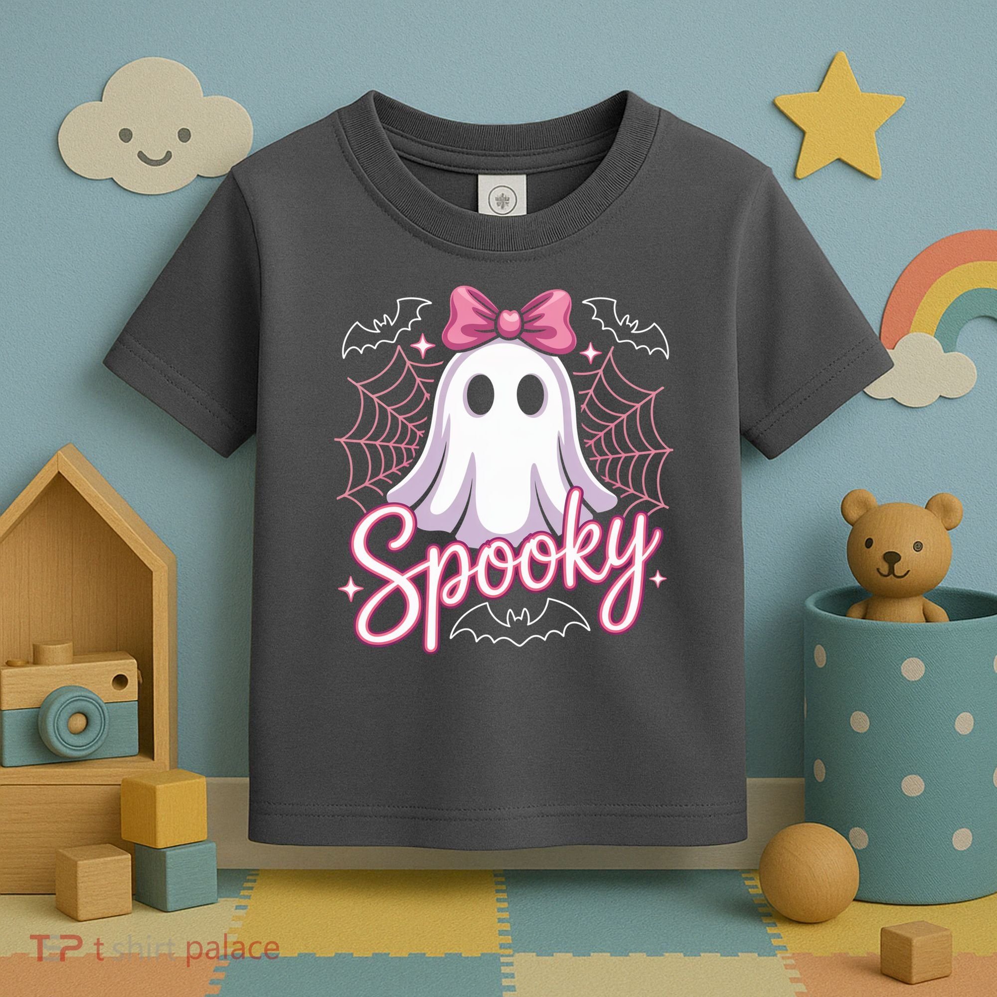 Spooky Ghost Pink Coquette Halloween Cute Toddler T-Shirt