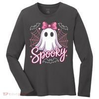 Spooky Ghost Pink Coquette Halloween Cute Women's Long Sleeve Shirt thumb 0