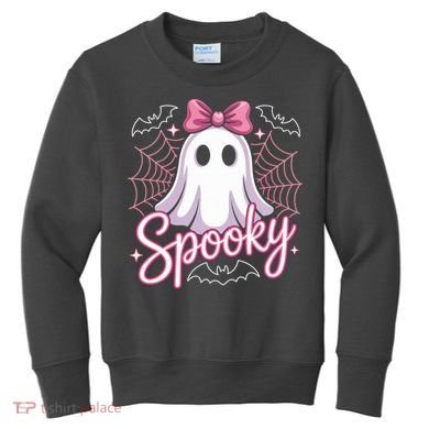 Spooky Ghost Pink Coquette Halloween Cute Kids Sweatshirt