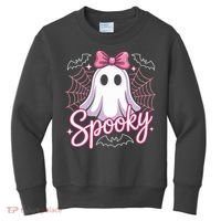 Spooky Ghost Pink Coquette Halloween Cute Kids Sweatshirt thumb 0