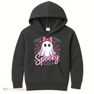 Spooky Ghost Pink Coquette Halloween Cute Kids Hoodie