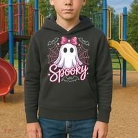 Spooky Ghost Pink Coquette Halloween Cute Kids Hoodie thumb 2