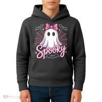 Spooky Ghost Pink Coquette Halloween Cute Kids Hoodie thumb 4
