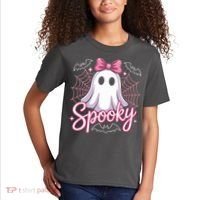 Spooky Ghost Pink Coquette Halloween Cute Kids T-Shirt thumb 2