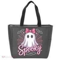 Spooky Ghost Pink Coquette Halloween Cute Tote Bag thumb 0